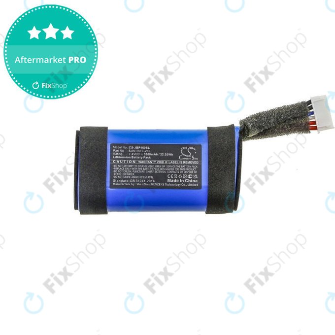 Battery for JBL PartyBox On-The-Go, 3000mAh, Li-Ion, 7.4V, SUN-INTE-265, HQ