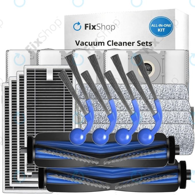 Replacement set for Ecovacs T80 Omni, T80 (2x Main brush, 4x Filter, 4x Side brush, 4x Mop cloth, 4x Dust bag)