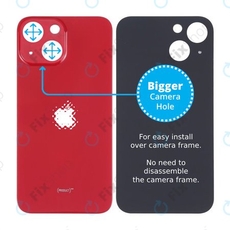 Apple iPhone 13 Mini - Rear Housing Glass with Bigger Camera Hole (Red)