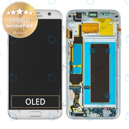Samsung Galaxy S7 Edge G935F - LCD Display + Touch Screen + Frame (Silver) - GH97-18533B, GH97-18594B, GH97-18767B Genuine Service Pack