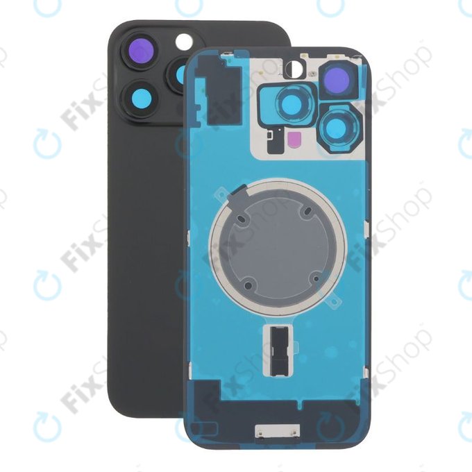 Apple iPhone 16 Pro Max - Rear Housing Glass + Camera Lens + Metal Plate + Magsafe Magnet (Black Titanium)