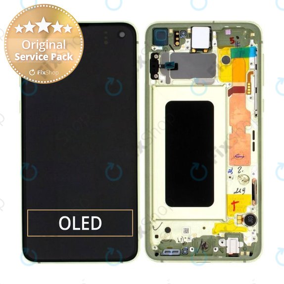 Samsung Galaxy S10e G970F - LCD Display + Touch Screen + Frame (Canary Yellow) - GH82-18852G, GH82-18836G Genuine Service Pack