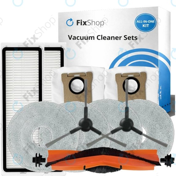 Replacement set for Xiaomi Mi Robot Vacuum S20+, S10+, X20+, X10+ (1x Main brush, 2x Filter, 2x Side brush - Black, 4x Mop cloth, 2x Dust bag)
