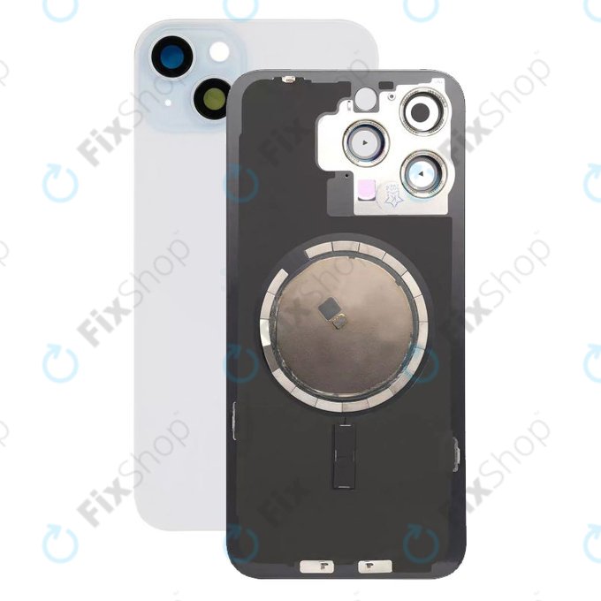 Apple iPhone 15 Plus - Rear Housing Glass + Camera Lens + Metal Plate + Magsafe Magnets (Blue)