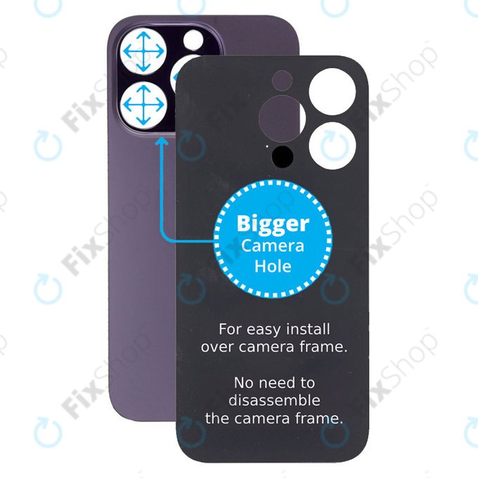 Apple iPhone 14 Pro - Rear Housing Glass with Bigger Camera Hole (Deep Purple)