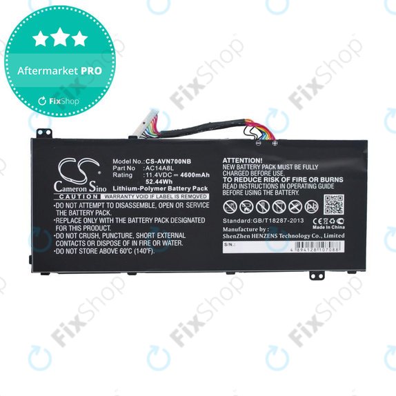 Battery for Acer Aspire Vn7, V15 Nitro, Spin 3, 4600mAh, Li-Pol, 11.4V, AC14A8L, HQ