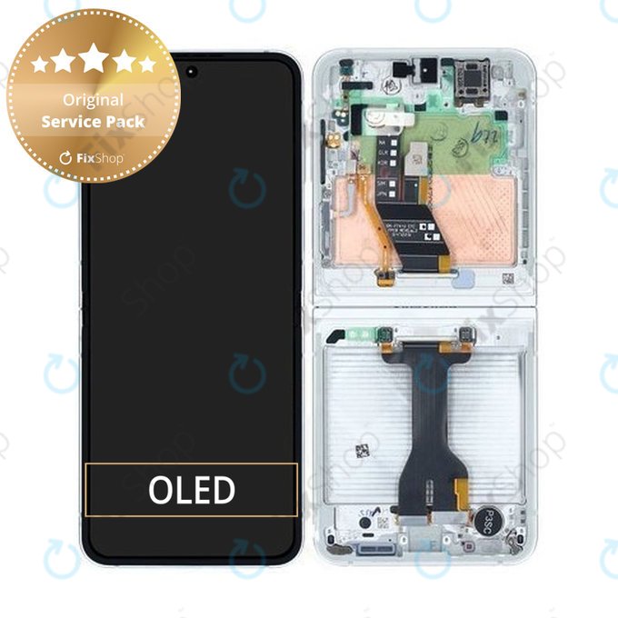 Samsung Galaxy Z Flip 6 F741B - LCD Display + Touch Screen + Frame (White) - GH82-35014F Genuine Service Pack