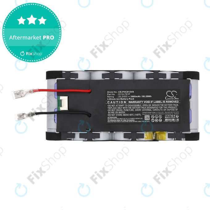 Battery for Philips Aqua Plus 8000, XC8349/01, XW8122/82, 3900mAh, Li-Ion, 25.2V, D116-7S1P, HQ