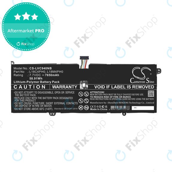Battery for Lenovo Yoga C940, 7650mAh, Li-Pol, 7.7V, L18C4PH0, HQ
