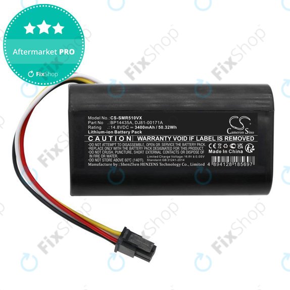 Battery for Samsung PowerBot-E, Eureka i5, Midea i5, i9, 3400mAh, Li-Ion, 14.8V, BP14435A, HQ