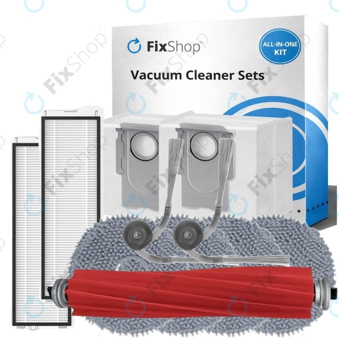 Replacement set for Roborock QV 35A, QR 798, QV35S (1x Main brush, 2x Filter, 2x Side brush, 4x Mop cloth, 2x Dust bag)