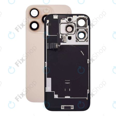 Apple iPhone 16 Pro - Rear Housing Glass + Camera Lens + Metal Plate + Magsafe Magnet (Desert Titanium)