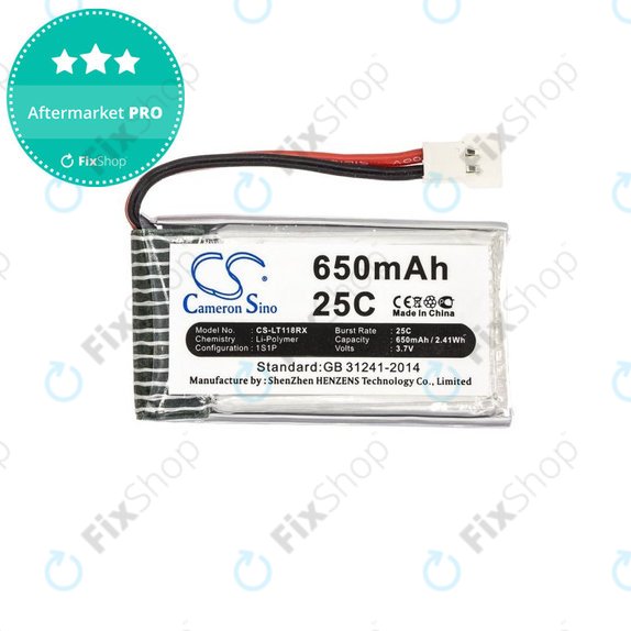 Battery for Hubsan X4 H107, 650mAh, Li-Pol, 3.7V, H107C-A24, HQ