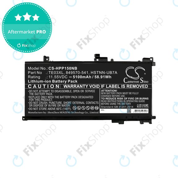 Battery for HP Omen 15, Pavilion 15, WASD 15, 5100mAh, Li-Ion, 11.55V, TE03XL, HQ