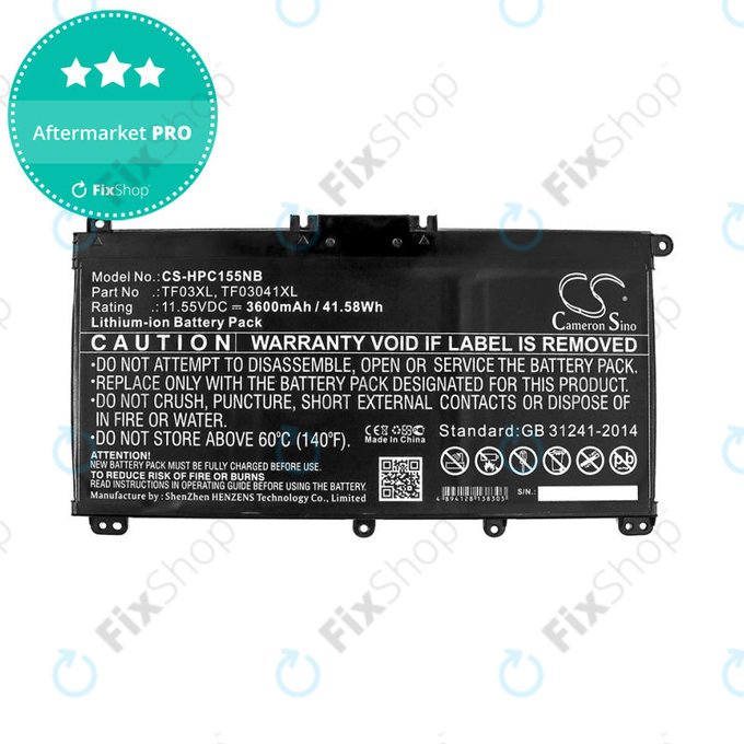Battery for HP Pavilion 14, 15, X360, 3600mAh, Li-Ion, 11.55V, TF03XL, HQ