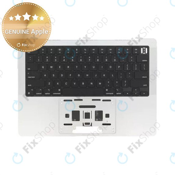 Top case keyboard frame for MacBook Pro 14", A3185 (2024), with US keyboard and battery, Silver, 661-50211, Genuine Apple