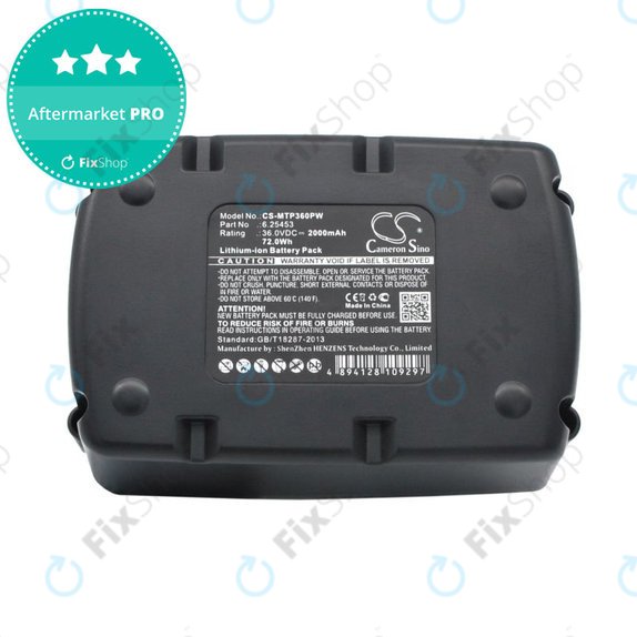 Battery for Metabo Ahs36v, Bha 36 Ltx Compact, 2000mAh, Li-Ion, 36V, 6.25453, HQ