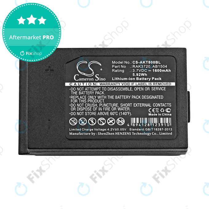 Battery for Akerstroms Mercury 8B, Jupiter, Era 150J, 1600mAh, Li-Ion, 3.7V, RAK3720, HQ