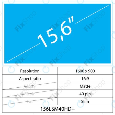 15.6 LCD Slim Matte 40 pin HD+