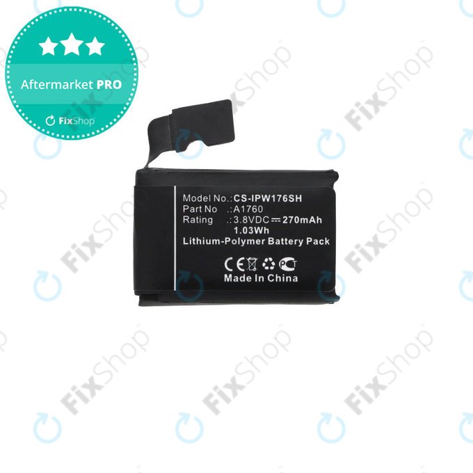 Battery for Apple Watch 2 38 mm, 270mAh, Li-Pol, 3.8 V, A1760, HQ