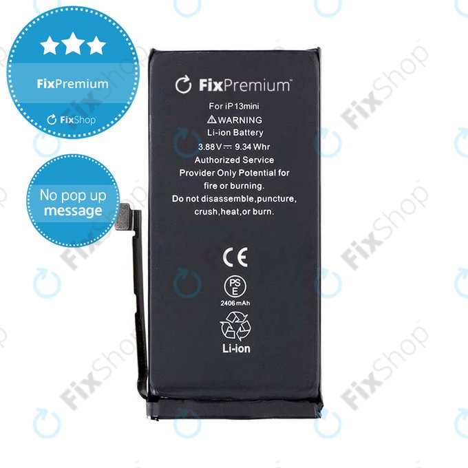 Battery for iPhone 13 Mini, 2406mAh, DIAGNOSTIC