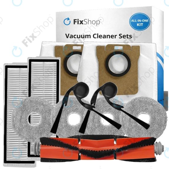 Replacement set for Xiaomi Robot Vacuum 5, 5 Pro (1x Main brush, 2x Filter, 2x Side brush, 4x Mop cloth, 2x Dust bag)