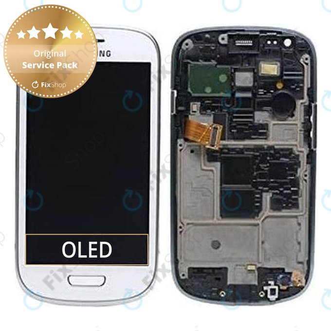 Samsung Galaxy S3 Mini i8190 - LCD Display + Touch Screen + Frame (White) - GH97-14204A Genuine Service Pack