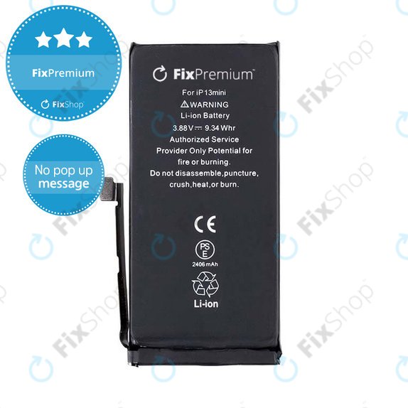 Battery for iPhone 13 Mini, 2406mAh, DIAGNOSTIC