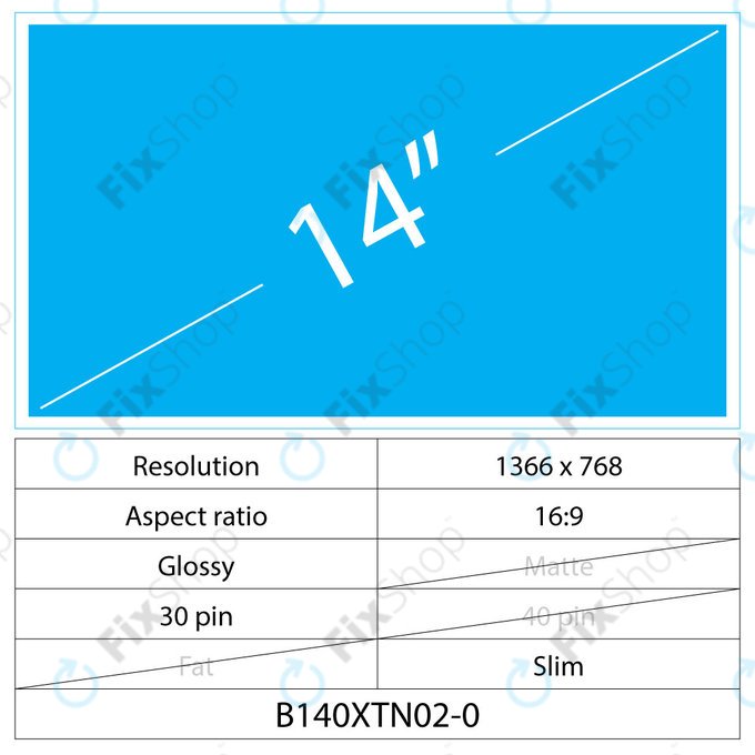 14 LCD Slim Glossy LED 30 pin