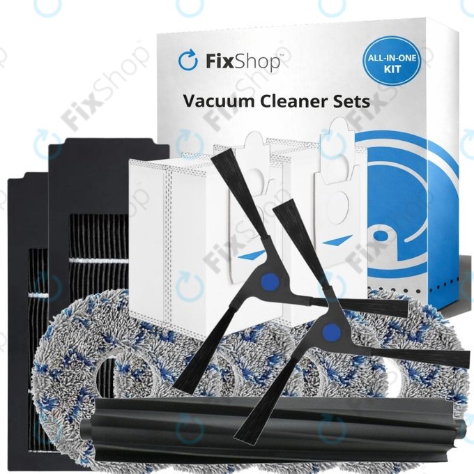 Replacement set for Ecovacs Deebot X2 Omni (1x Main brush, 2x Filter, 2x Side brush, 4x Mop cloth, 2x Dust bag)