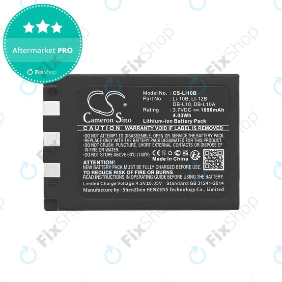 Battery for Olympus C-765 Zoom, Camedia X-3, 1090mAh, Li-Ion, 3.7V, Li-10B, HQ