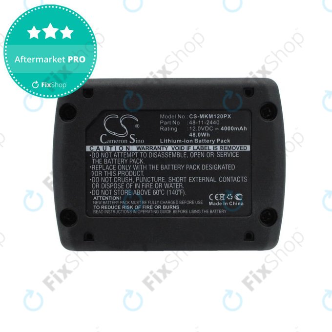 Battery for Milwaukee M12 B4 Redlithium, 4000mAh, Li-Ion, 12V, 48-11-2440, HQ