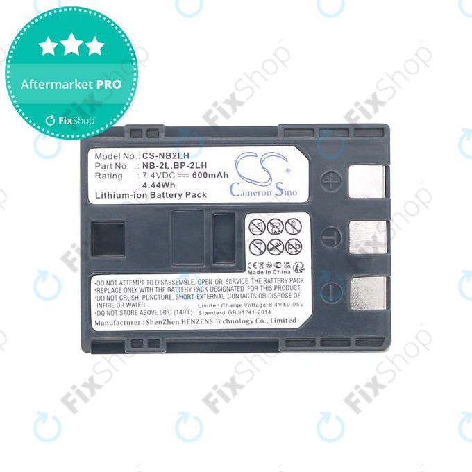 Battery for Canon EOS 350D, 400D, PowerShot S30, S60, S80, 600mAh, Li-Ion, 7.4V, NB-2LH, HQ