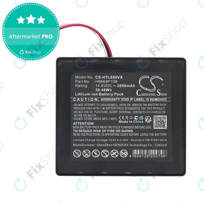 Battery for Hobot Legee 668, Legee 669, 2600mAh, Li-Ion, 14.8V, HB668P108, HQ