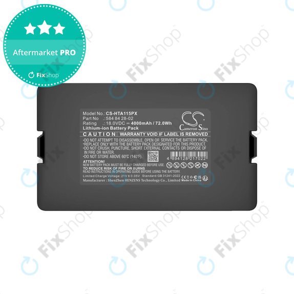 Battery for Flymo Easilife 200, Gardena Automower 310, Husqvarna Automower 315X, 4000mAh, Li-Ion, 18.0V, 584 84 28-02, HQ