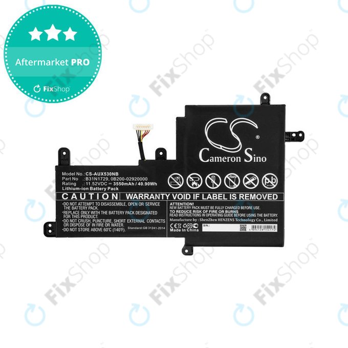 Battery for Asus VivoBook S15, X530, 3550mAh, Li-Ion, 11.52V, B31N1729, HQ