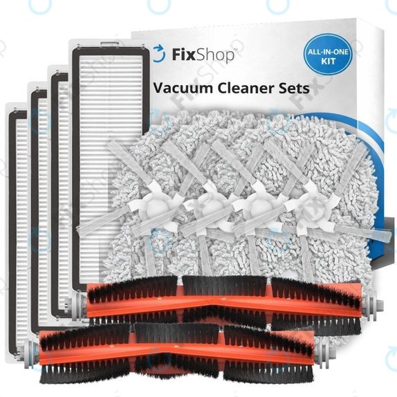 Replacement set for Xiaomi Dreame Bot W10, W10 Pro (2x Main brushes, 4x Filters, 4x Side brushes, 4x Mop cloths)