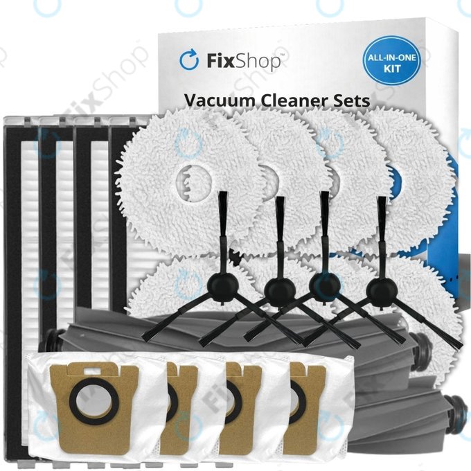 Replacement set for Xiaomi Dreame L20 Ultra, X20 Pro, X20 Pro Plus (2x Main brush, 4x Filter, 4x Side brush - Black, 8x Mop cloth, 4x Dust bag)
