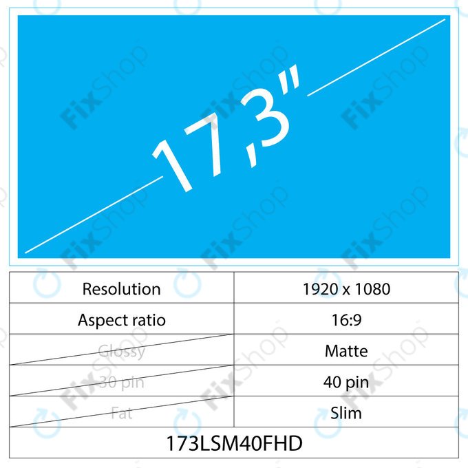 17.3 LCD Slim Matte 40 pin FHD