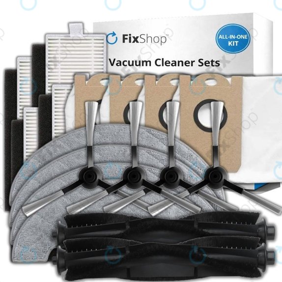 Replacement set for Xiaomi Viomi S9, Proscenic M7 Pro, M7 Max, M8 Pro (2x Main brush, 4x Filter, 4x Side brush, 4x Mop cloth, 4x Dust bag)
