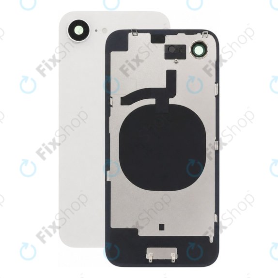 Apple iPhone 16e - Rear Housing Glass + Camera Lens + Metal Plate (White)