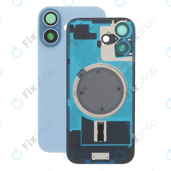 Apple iPhone 17 - Rear Housing Glass + Camera Lens + Metal Plate + Magsafe Magnets (Mist Blue)