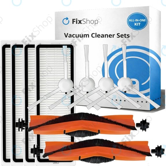 Replacement set for Xiaomi Mi Robot Vacuum S20+, S10+, X20+, X10+ (2x Main brush, 4x Filter, 4x Side brush - White)