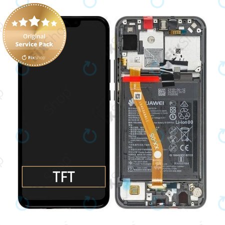Huawei P Smart Plus (Nova 3i) - LCD Display + Touch Screen + Frame + Battery (Black) - 02352BUE Genuine Service Pack