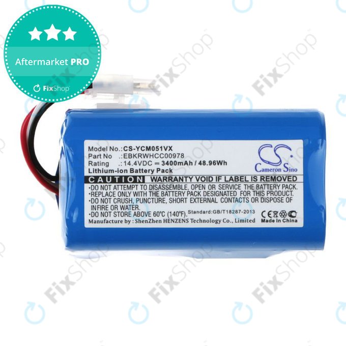 Battery for iClebo ARTE YCR-M05, 3400mAh, Li-Ion, 14.4V, EBKRBKDL001039, HQ