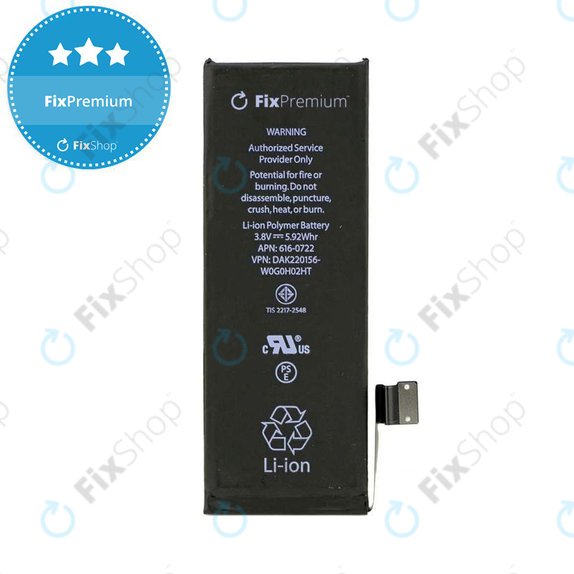 Battery for iPhone 5S, 1560mAh, FixPremium