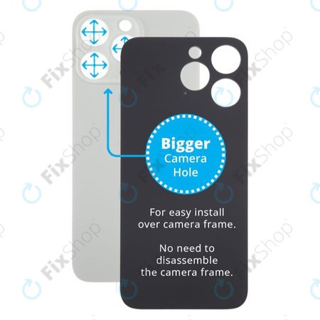Apple iPhone 15 Pro Max - Rear Housing Glass with Bigger Camera Hole (Natural Titanium)