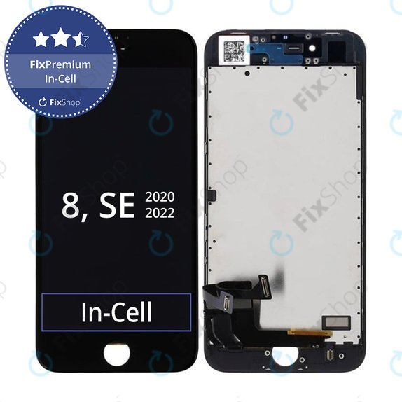 Display In-Cell for iPhone 8, SE (2020), SE (2022), Black, Touch Screen with Frame, FixPremium