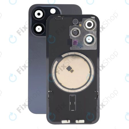 Apple iPhone 15 Pro - Rear Housing Glass + Camera Lens + Metal Plate + Magsafe Magnets (Blue Titanium)