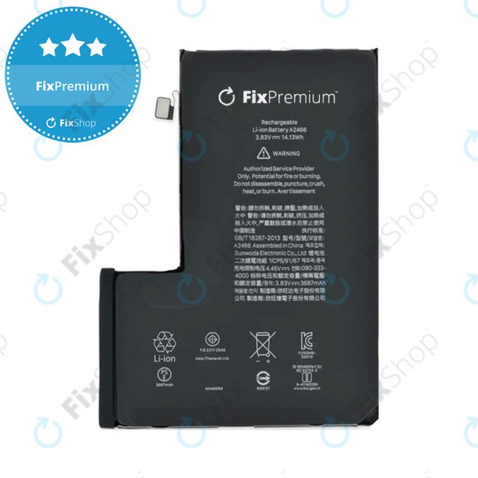 Battery for iPhone 12 Pro Max, 3687mAh, A2466, FixPremium